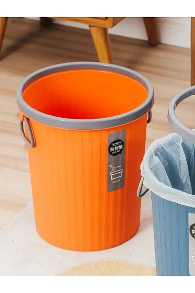 ABYZ Waste Bin, 14L, Round, Plastic, Orange color