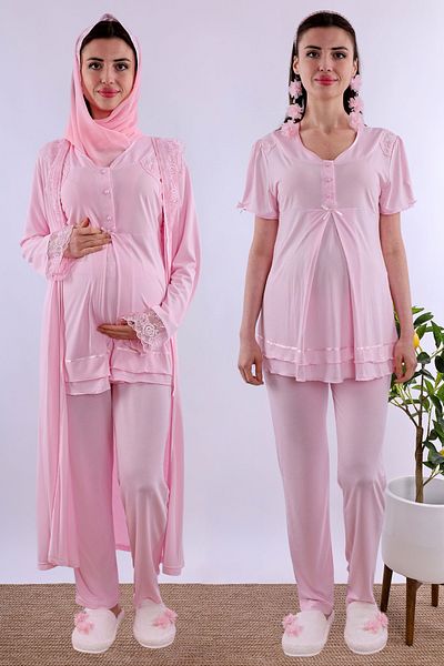 ByLohusa Effortt Pink Hijab Pregnant Maternity Pajama Set Byl2T80242