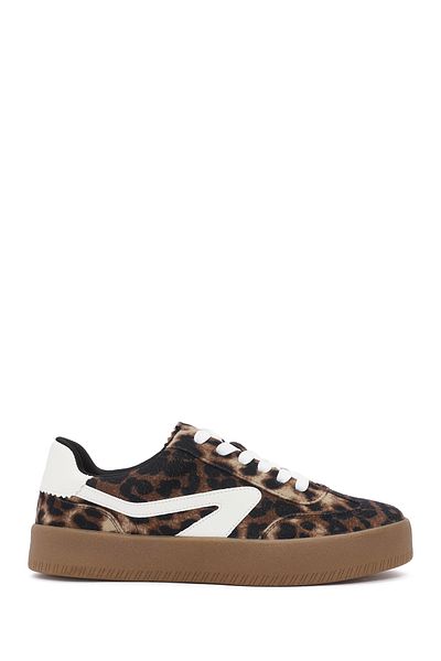 Derimod Pantofi de damă cu șireturi leopard cu talpă groasă 25SFD 430514