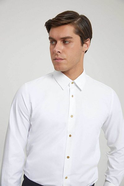 D'S Damat Πουκάμισο Ds Damat Slim Fit White Dobby Tuxedo