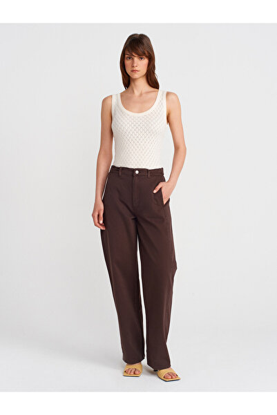 Dilvin 10749 Thick Straps Openwork Knitwear Blouse-Ecru