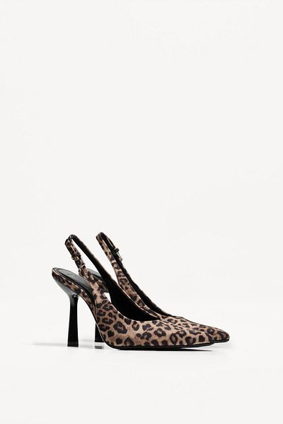 Bershka Animal print slingback kitten heel shoes