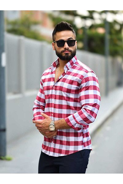 blackpanther Checked Slim Fit Lycra Men's Shirt