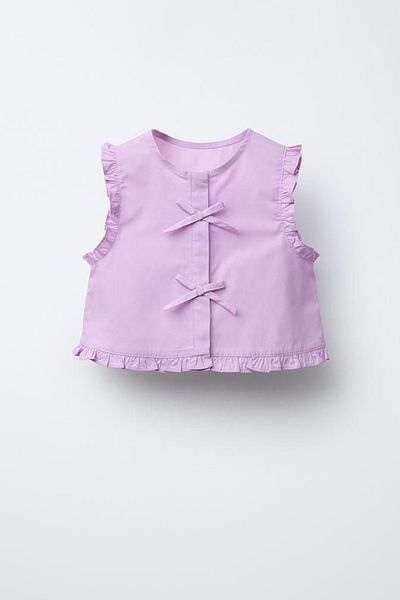 Monila Girl's Cotton Button Closure Bow Detailed Top and Balloon Skirt Set
