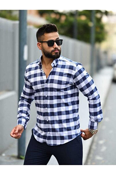 blackpanther Checked Slim Fit Lycra Men's Shirt