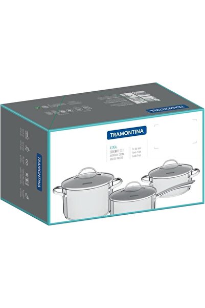 TRAMONTINA Since 1911, Made In Brazil - Una 7 Pieces Stainless Steel Cookware Set With Tri-ply Bottom