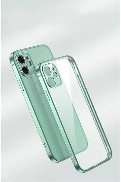 REDz Accessories Carcasă compatibilă cu iPhone 12, transparentă, silicon, verde/transparentă