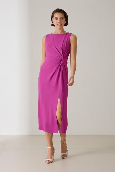 Setre Fuchsia Midi Dress - Slit Detail