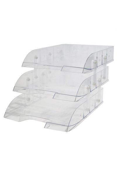 Mas 829 Document Rack Plastic Movable 3 Compartments - Transparent