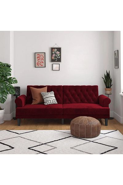 Lazy Vibes Nova | 2 In 1 Sofabed Linen Upholstered - 212x84x82٫5 - Burgundy