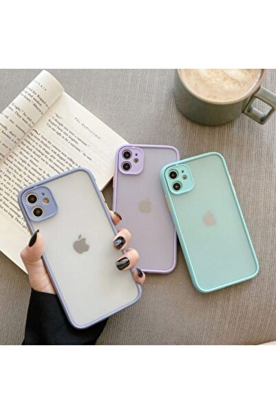 REDz Accessories Carcasă cu margini colorate, compatibilă cu iPhone 12 Pro Max, butoane colorate, semitransparentă, violet închis