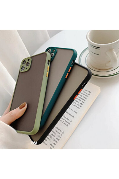 REDz Accessories Carcasă cu margini colorate, compatibilă cu iPhone 12 Mini, butoane colorate, semitransparentă, kaki