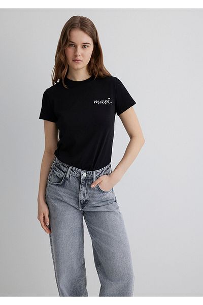 Mavi Semi Slim Fit Logo Printed Black T-Shirt 1612962 -900
