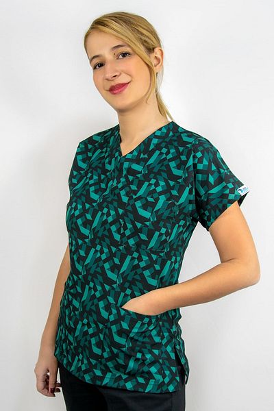 Nur Medikal Giyim Unisex Geometry Pattern Surgical Doctor Nurse Single Top Jersey