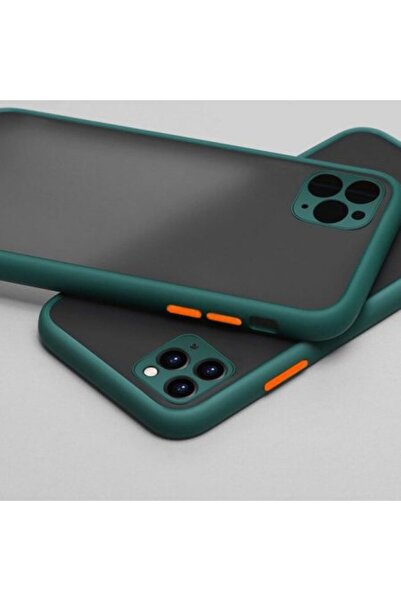 REDz Accessories Carcasă cu margini colorate, compatibilă cu iPhone 12 Mini, butoane colorate, semitransparentă, verde închis