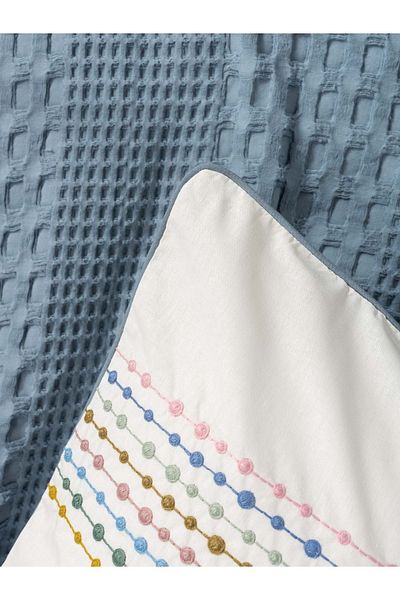 Cotton Box Cottonbox Single Elastic Sheet Pique Set Aura Pebble Indigo