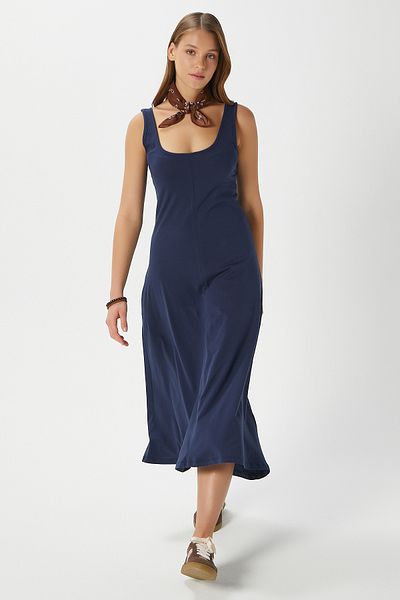 Ritnice Rochie de damă Nancy fără mâneci bleumarin din bumbac pieptănat 5376