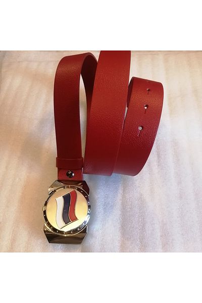 Butik Tülin Unisex Authentic Genuine Cowhide Leather Red Silver Russian Flag Magneto Lighter Cowboy Buckle Belt