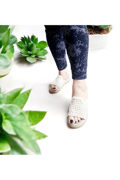 GokceKundura06 Women's Guipure Fabric Flexible Comfortable Fit Home and Outdoor Slippers