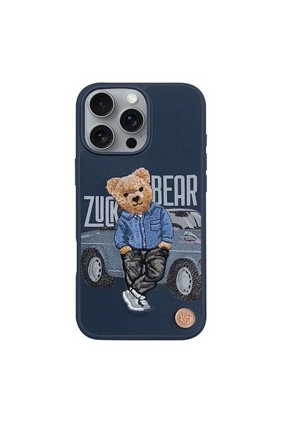 REDz Accessories Carcasă Zuck Bear pentru iPhone 16 Pro, San Francisco Fortune, player Bay Area, albastră