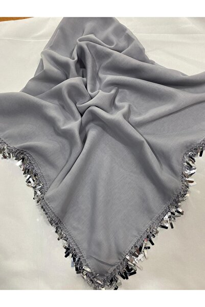 Cenk Tığ Oyası Pullu Açık Gri Cenk Yazma 4 Kenar İşlemeli