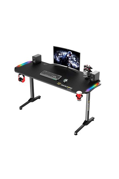 Datazone Gaming Desk – 140x66x70cm, P2pb/abs, With Mouse Pad, Rgb, Cup Holder & More