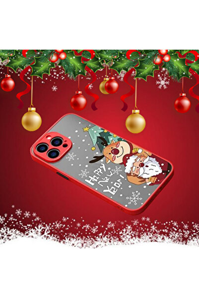 REDz Accessories Carcasă de Crăciun, rezistentă la șocuri, compatibilă cu iPhone 15 Pro, butoane colorate, bara de protecție, roșie