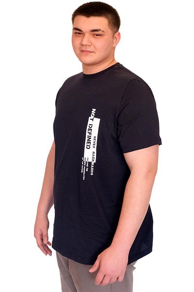 ModeXL Mode XL Tricou pentru bărbați de mărime mare cu decolteu rotund NOT DEFINETS Imprimat U25009 bleumarin