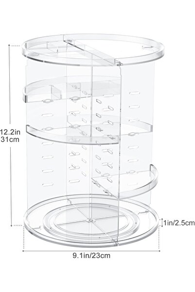 AnkaShop Makyaj Düzenleyici Organizer 360° Döner Kozmetik Düzenleyici Bölmeli, Çok Fonksiyonlu Kutusu Ruj Par