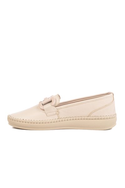 AYAKMOD Beige Genuine Leather Anatomical Women's Casual Shoes F-2045 Z