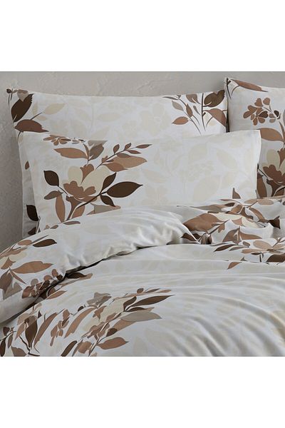 Story home Textile Set de lenjerie de pat dublă Story Home 100% bumbac Ranforce 144TC, husă pilotă 4 piese 200x220 cm Libby Brown