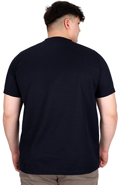 ModeXL Ανδρικό μπλουζάκι με στάμπα μεγάλου μεγέθους XL BROOKLYN WAFFLE U25002 Navy