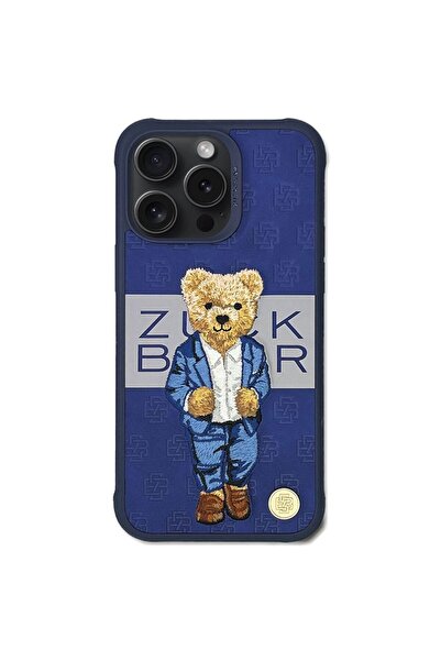 REDz Accessories Carcasă Zuck Bear pentru iPhone 15 Pro Max, Paris Gentleman, Costum, Albastru