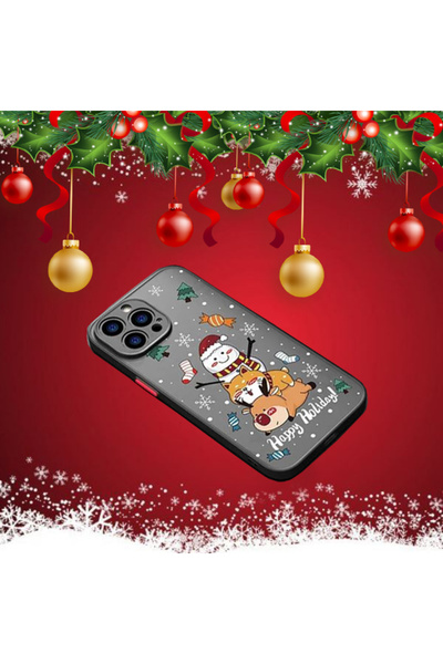 REDz Accessories Carcasă de Crăciun, rezistentă la șocuri, compatibilă cu iPhone 15 Pro, butoane colorate, bara de protecție, neagră