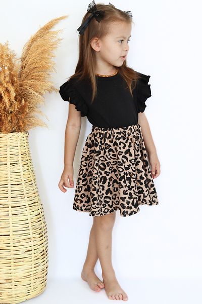Parla Kids Set de catarame pentru rochie cu maneci cu volan leopard