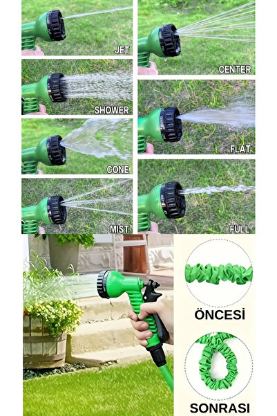 FREED TOOLS Uzayan Hortum Bahçe Sulama Araç Yıkama 7 Fonksiyonlu Başlık Hediyeli 25 metre