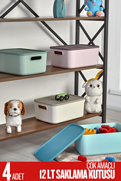 Ayshe Home Concept 4 Adet - 12 LT Çok Amaçlı Saklama Kutusu