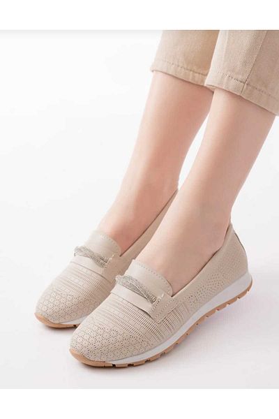 ALTINOK WOMEN'S BEIGE STONE FULL ORTHOPEDIC SOFT SOLE DAILY CASUAL SHOES
