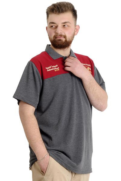 ModeXL Ανδρικό μπλουζάκι Mode Xl μεγάλου μεγέθους Polo Chngyrmd 23328 Anthracamelange