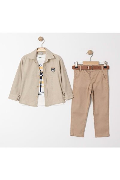 s.t. sebat tekstil قمصان وقمصان وسراويل بحزام 3 قطع بدلة للأولاد SB4136