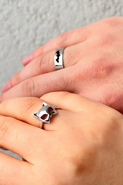 TREND COLLECTİON Batman ve Kedi Kız Alyans Model Ayarlanabilir Çift Sevgili Y...