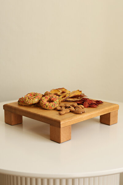 justwood 5-Piece Wooden Cake Presentation - 2-Tier Cake Stand, 25 Cm Cake Stand, 25 Cm Risus, 17x25 Risus, 25x25 Tityos