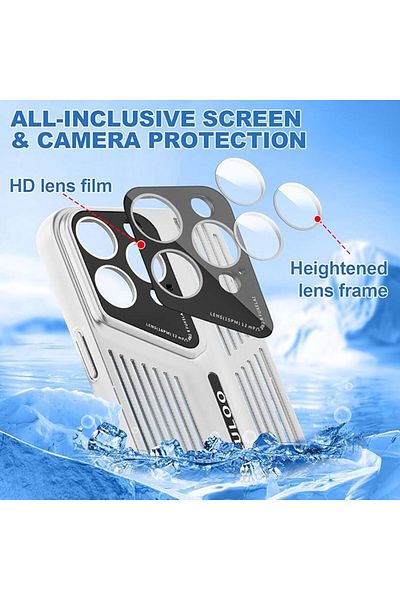 REDz Accessories Husă Thermo Guard, protecție cameră, compatibilă cu grila iPhone 16 Pro Max, argintie