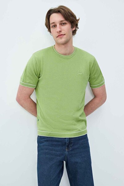 UCLA Ανδρικό μπλουζάκι FARED Smoke Green Crew Neck Knitwear με κέντημα Standard Fit