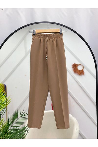 YEDİLALE Slim Fit Crepe Fabric Pants with Pocket and Elastic Waist [We Recommend 1 Size Larger]