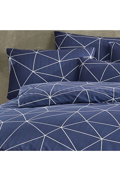 Story home Textile Set de lenjerie de pat dublă Story Home 100% bumbac Ranforce 144TC 4 piese husă pilotă 200x220 cm Bern Blue