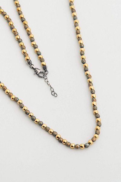 So CHIC... Hematite Stone Silver Men's Necklace