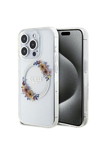 REDz Accessories Γνήσια θήκη Guess για iPhone 15 Pro, στεφάνι λουλουδιών, Mag...
