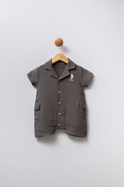 U.S. Polo Assn. Baby Boy Smoked Jumpsuit