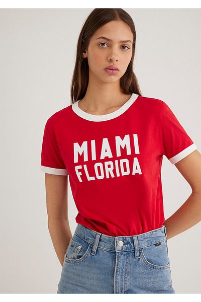 Mavi Florida nyomott fehér csővezetékes piros póló Slim Fit / Slim Fit 1613062 -70467